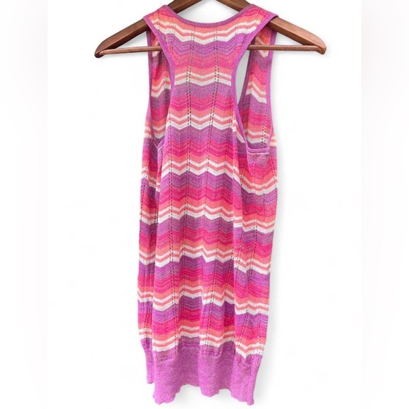 Vintage Y2K 725 Originals Womens Pink Purple Chevron Striped Knit Tank Top - Picture 2 of 9